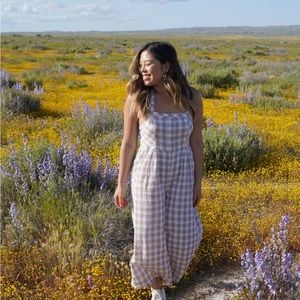 Free People | Zuzu seersucker checkered lightweight romper jumpsuit size 2 New